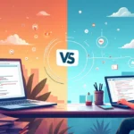 Illustration contrasting Spring Boot 2.x with an old laptop and Spring Boot 3.x with a modern laptop in a split-screen.